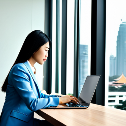 Home 17 노무사 실무에서 발생한 에피소드 - Modern Office Scene**
"A professional Thai businesswoman in a tailored, modest business suit, worki...