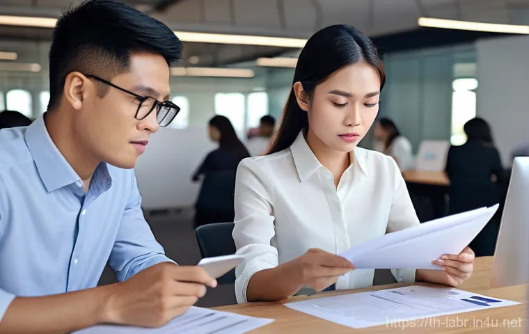 노동쟁의 해결 사례 분석 - **Prompt:** A bustling, modern open-plan office in Thailand, with diverse Thai employees aged 25-40,...