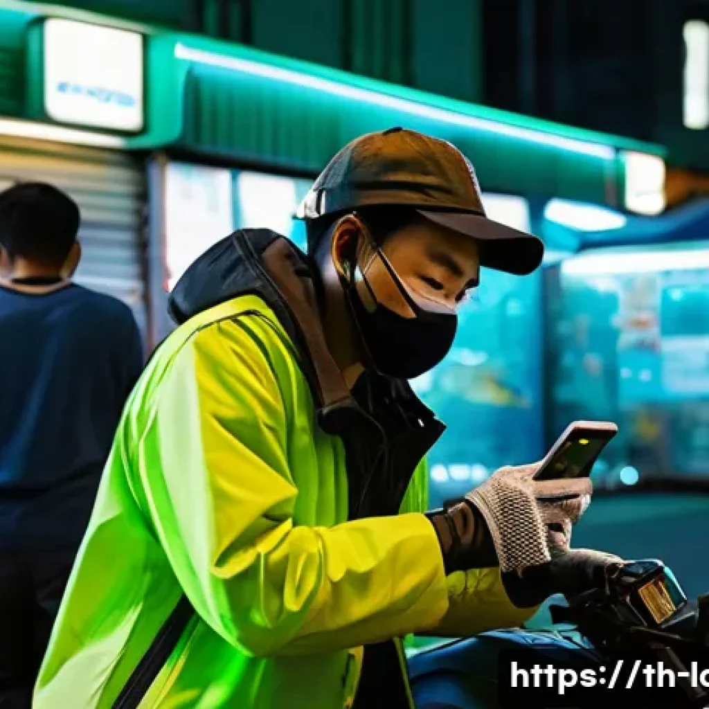 공인노무사 시험 정보 업데이트 - **Prompt:** A bustling Bangkok street food market at night. In the foreground, a young "ไรเดอร์" (ri...