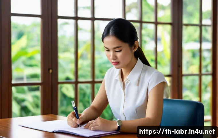 공인노무사와 법률 자문 기회 - **Prompt:** A well-lit, modern legal consultation room in Thailand. A young Thai woman, dressed in a...