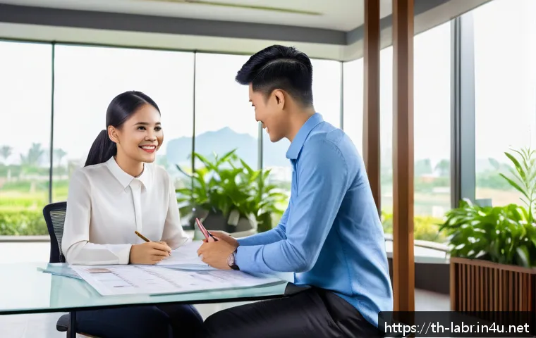 공인노무사와 연봉 협상 기술 - A professional Thai office setting featuring a confident young Thai man in business casual attire si...